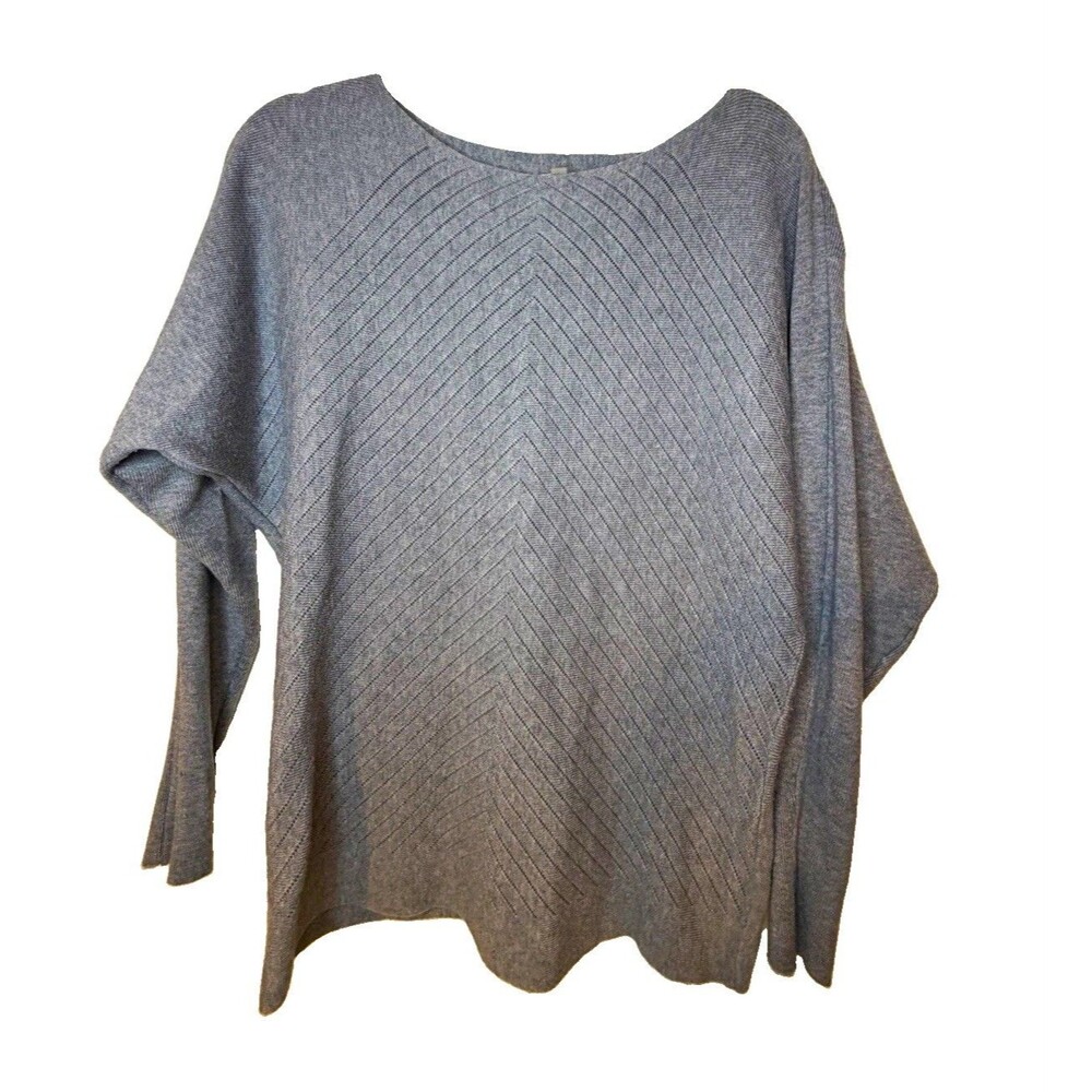 Vila Milano Gray Boat Neck Dolman Sleeve Knit Pullover Sweater Womenβs M